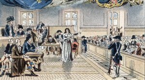 Marie Antoinette, queen of France, before the judges at her trial on 14 Oct. 1793