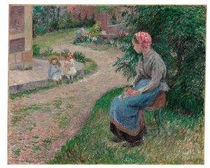 A Servant Seated in the Garden at Eragny by Camille Jacob Pissarro