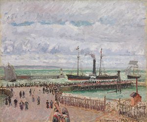 Entrance to the Port of Le Havre and the West Breakwaters, Luminous Grey Weather, 1903 by Camille Jacob Pissarro