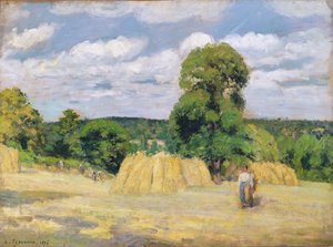 Harvesting at Montfoucault by Camille Jacob Pissarro