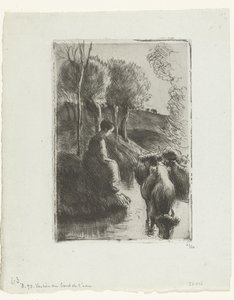 Shepherdess with Cows by the Water