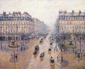 The Avenue of the Opera. Snow. Morning by Camille Jacob Pissarro