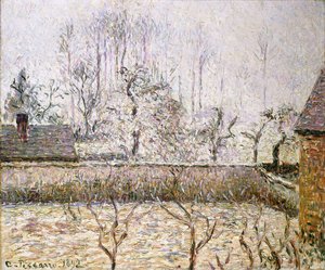 Landscape with Frost and Mist, Eragny by Camille Jacob Pissarro