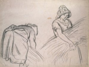 Study of Two Female Harvesters by Camille Jacob Pissarro