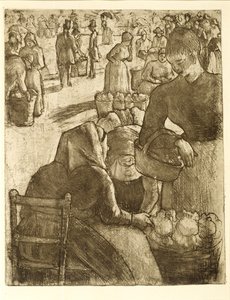 Vegetable Market at Pontoise by Camille Jacob Pissarro
