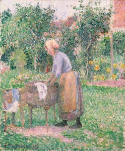 A Washerwoman at Éragny by Camille Jacob Pissarro