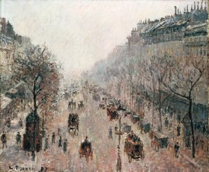 Boulevard Montmartre on a Foggy Sunny Morning, 1897 by Camille Jacob Pissarro