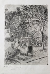 Woman Emptying a Wheelbarrow