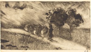 Herding the Cows at Dusk, c. 1890 by Camille Pissarro