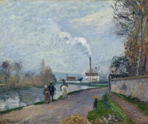Oise, Near Pontoise in Gray by Camille Pissarro