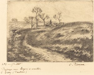 Landscape with Shepherd and Sheep at Osny (Pontoise) by Camille Pissarro