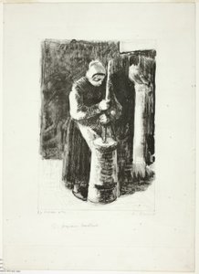 Peasant Woman Churning Milk by Camille Pissarro