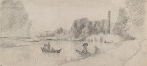 Study of a River Landscape with Boats