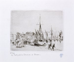 The Harbour near the Customs House at Rouen by Camille Jacob Pissarro
