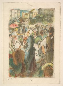 The Market at Gisors: Rue Cappeville by Camille Pissarro