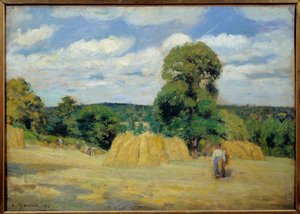 The Harvest in Montfoucault in Mayenne by Camille Jacob Pissarro