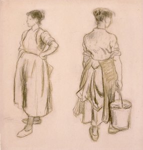 Two Studies of a Girl, 1890 by Camille Pissarro