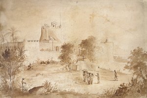 View of a military fortress, Christiansfort, Charlotte Amalie, St Thomas, West Indies by Camille Jacob Pissarro