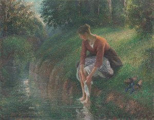 Woman Bathing Her Feet in a Brook