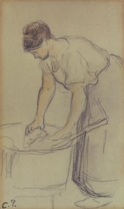 Woman Washing Laundry by Camille Pissarro