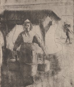 Woman at a Well by Camille Pissarro