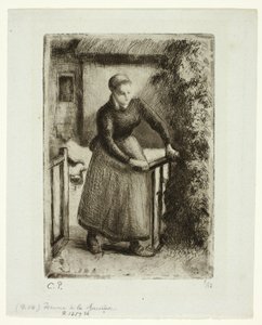 Woman at the Gate by Camille Pissarro