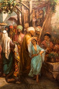 Strollers around the Bacchus Colonnade in Latakieh by Camille Rogier