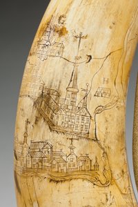 Powder Horn, Engraved with a Map of the St. Lawrence River in the Area of Quebec