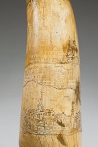 Powder Horn, Engraved with a Map of the St. Lawrence River in the Area of Quebec, c.1759