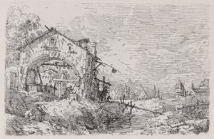 Landscape with a Woman at a Well, from the Series Vedute (Views) by Canaletto (Giovanni Antonio Canal)
