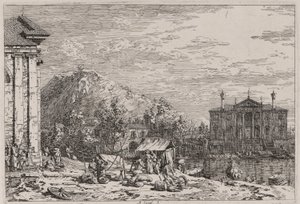 The Market at Dolo, from the series Vedute (Views) by Canaletto (Giovanni Antonio Canal)