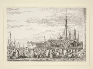 The Market on the Molo, from the series Vedute (Views) by Canaletto (Giovanni Antonio Canal)