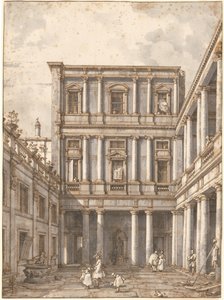 A Venetian Courtyard, in the Procuratie Nuove by Canaletto