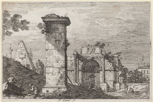 Landscape with Ruined Monuments by Canaletto