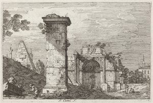 Landscape with Ruined Monuments (right) by Canaletto