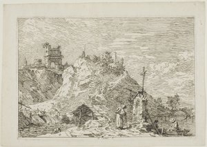 Landscape with the Pilgrim at Prayer, from Vedute by Canaletto