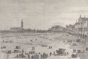 Prà della Valle: the right half of the square of Prà della Valle in Padua, with the Col... by Canaletto