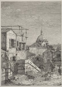 The House with the Inscription (left) by Canaletto