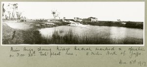 River Auja, showing Khirbet Hadrah, 3rd December 1917 by Capt. Arthur Rhodes