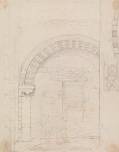 Sketch of Figures Standing beneath a Stone Arch by Capt. Thomas Hastings