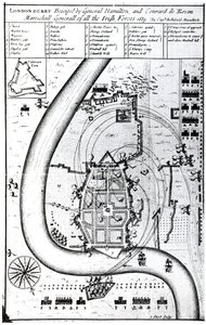 Londonderry Besieged by General Hamilton and Conrad de Rosen, engraved by J. Sturt, 1689 by Captain Archibald Maculloch