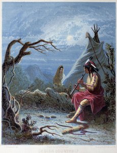 Indian playing a flute - in 