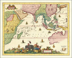 17th-century map centered on the Indian Ocean by Allard