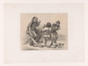 Three Men in Combat Trampling a Turk