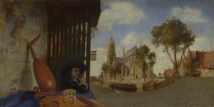 A View of Delft, with a Musical Instrument Sellers Stall, 1652