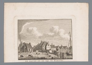 Harbor and Sluice in Makkum by Carel Frederik Bendorp (I)