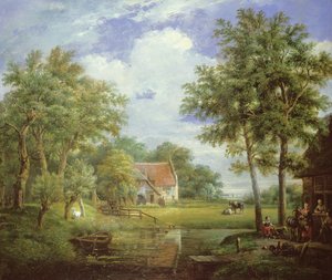 Dutch Farm Scene by Carel Lodewijk Hansen