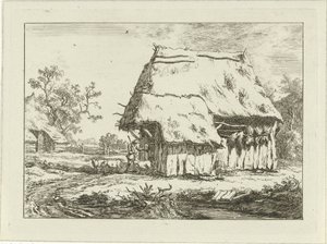 Shepherd by a Sheepfold by Carel Lodewijk Hansen
