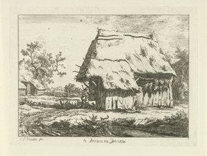Shepherd by a Sheepfold by Carel Lodewijk Hansen