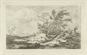 Horse with Wagon in a Landscape (Landscapes A-F) by Carel Lodewijk Hansen